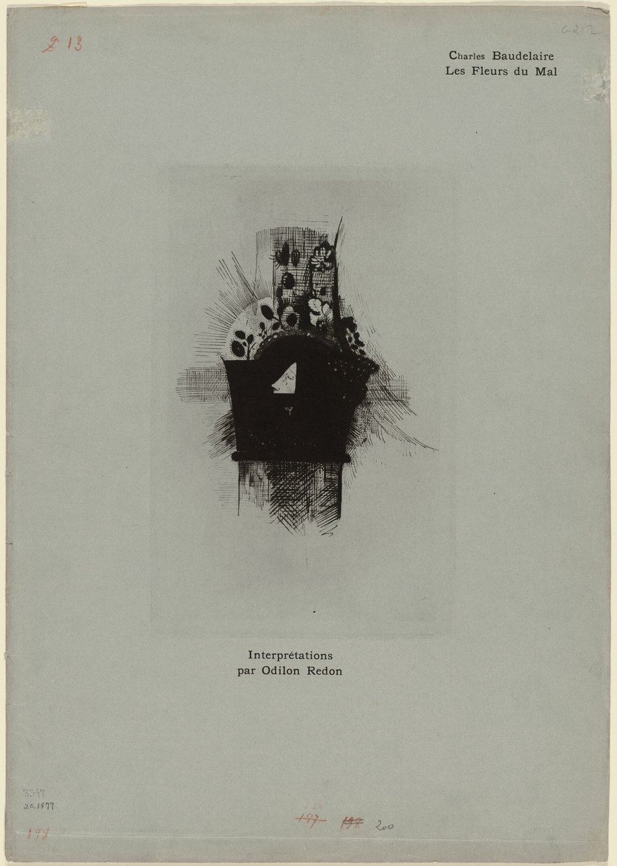 Deksel/frontstykke til Les Fleurs du Mal, plate 1 av 9 av Odilon Redon