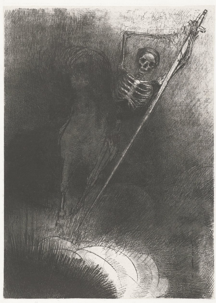 De Dood te paard ...og den som klatret på den ble kalt Døden (tittel på objekt) Apocalypse of Saint John (serietittel) Openbaring van Johannes (serietittel) av Odilon Redon