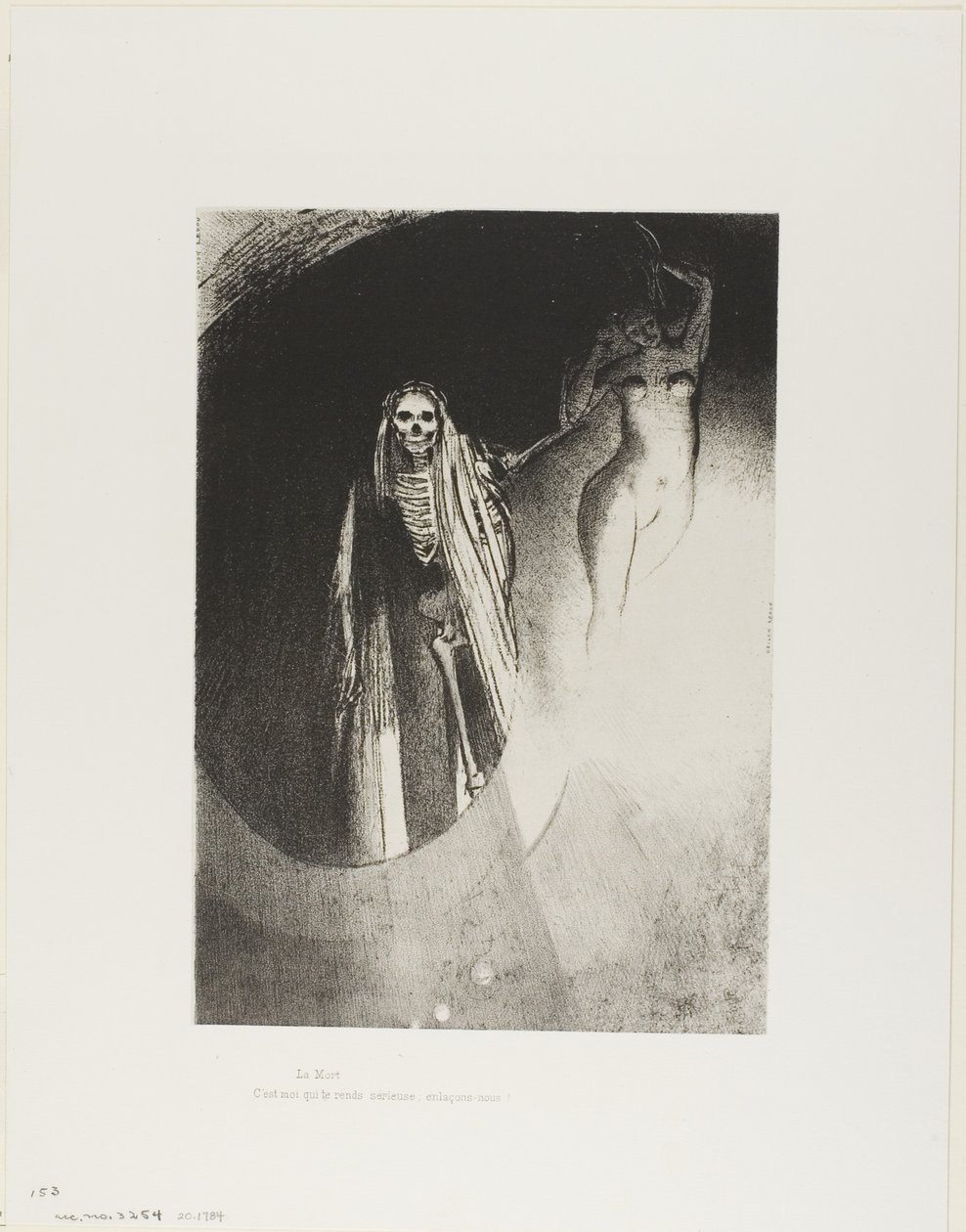 Død: "Det er jeg som gjør deg seriøs; la oss omfavne hverandre", plate 20 av 24 av Odilon Redon