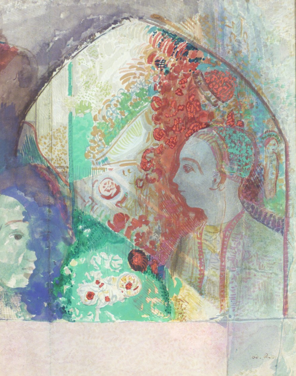 Drøm (akvarell og gouache på papir) av Odilon Redon