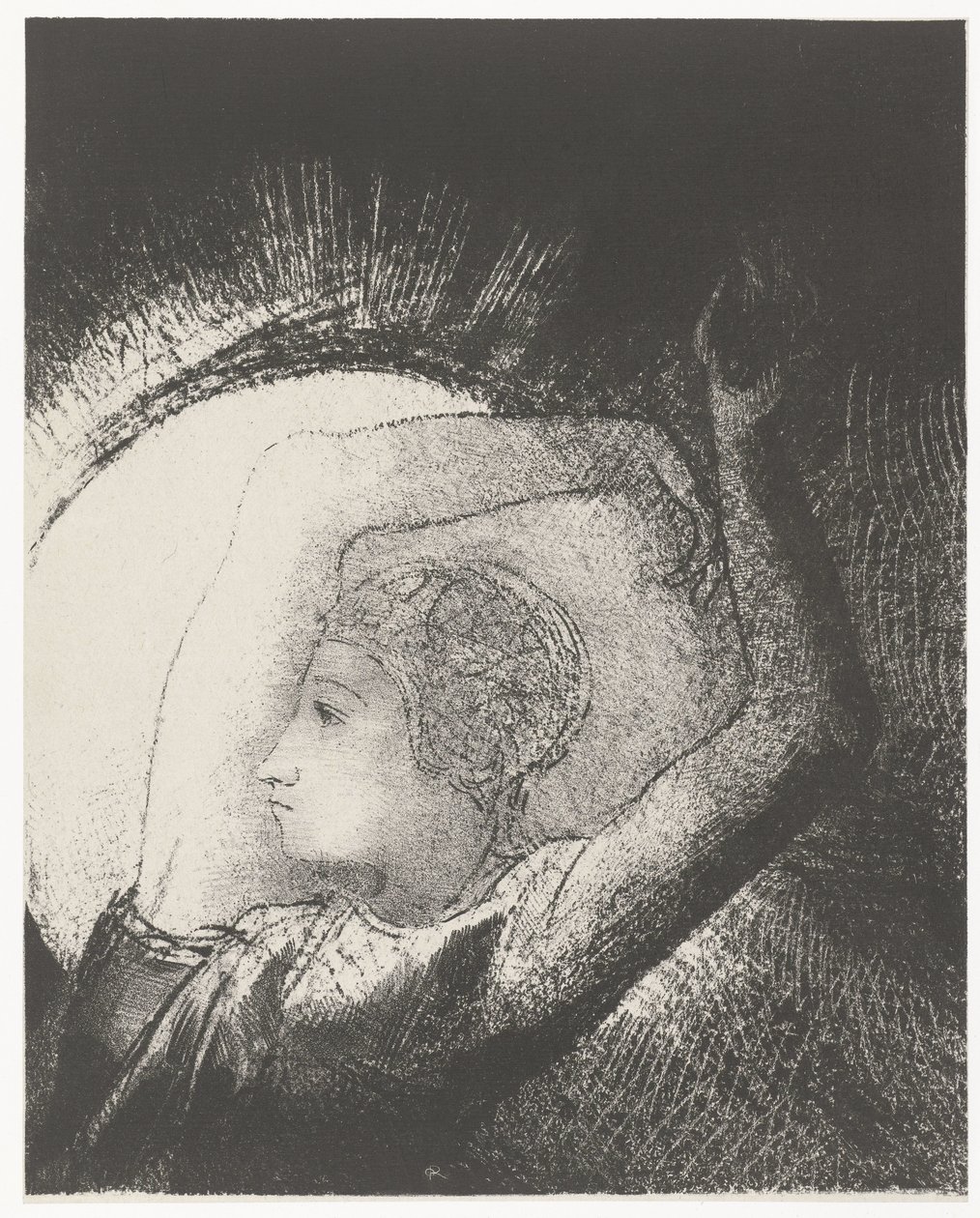 En kvinne kledd med solen ...une femme revêtue du Soleil (tittel på objekt) Apocalypse de Saint-Jean (serietittel) Johannes åpenbaring (serietittel) av Odilon Redon