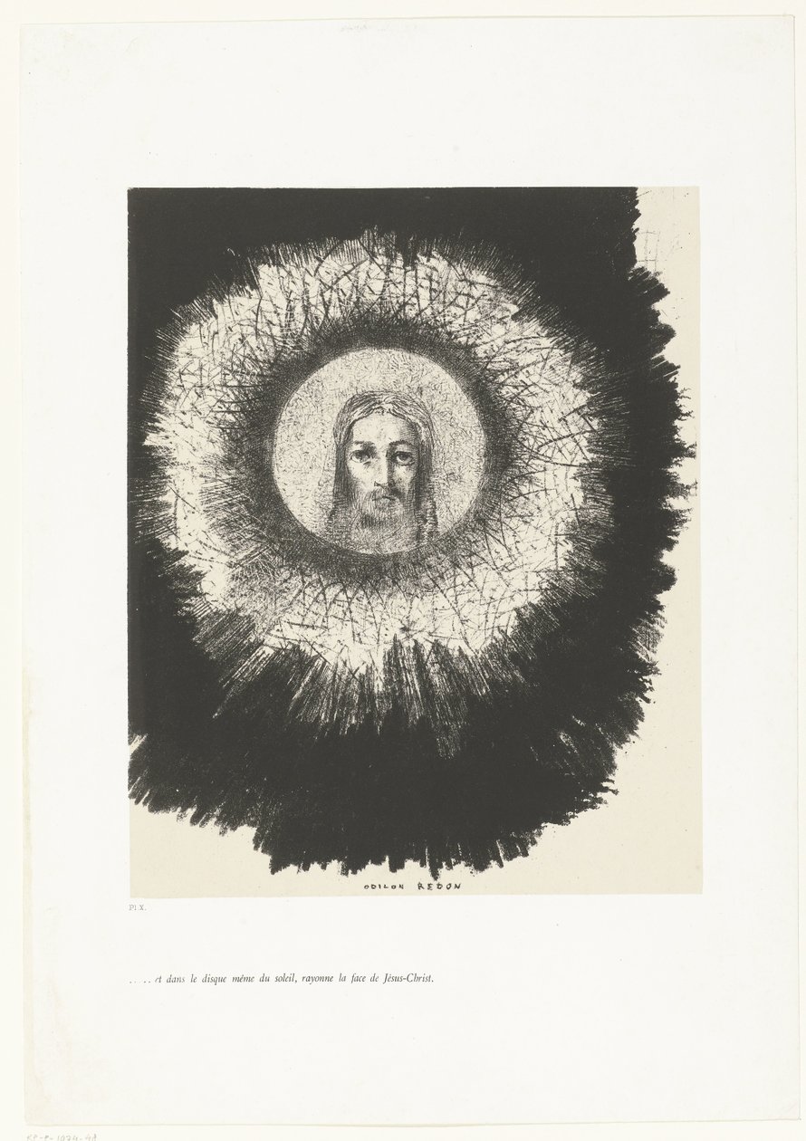 En in de schijf van de zon scheen het gelaat van Christus ...et dans le disque même du soleil, rayonne la face de Jésus-Christ (title on object) Tentation de Saint-Antoine (1) (series title) Verzoeking van de heilige Antonius (series title)   1366924   no  av Odilon Redon