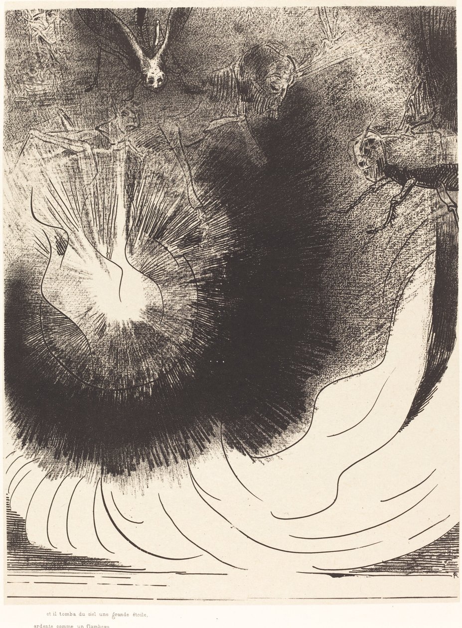 Et il tombe du ciel une grande etoile ardente (Og det falt en stor stjerne fra himmelen som brenner som en lampe) av Odilon Redon