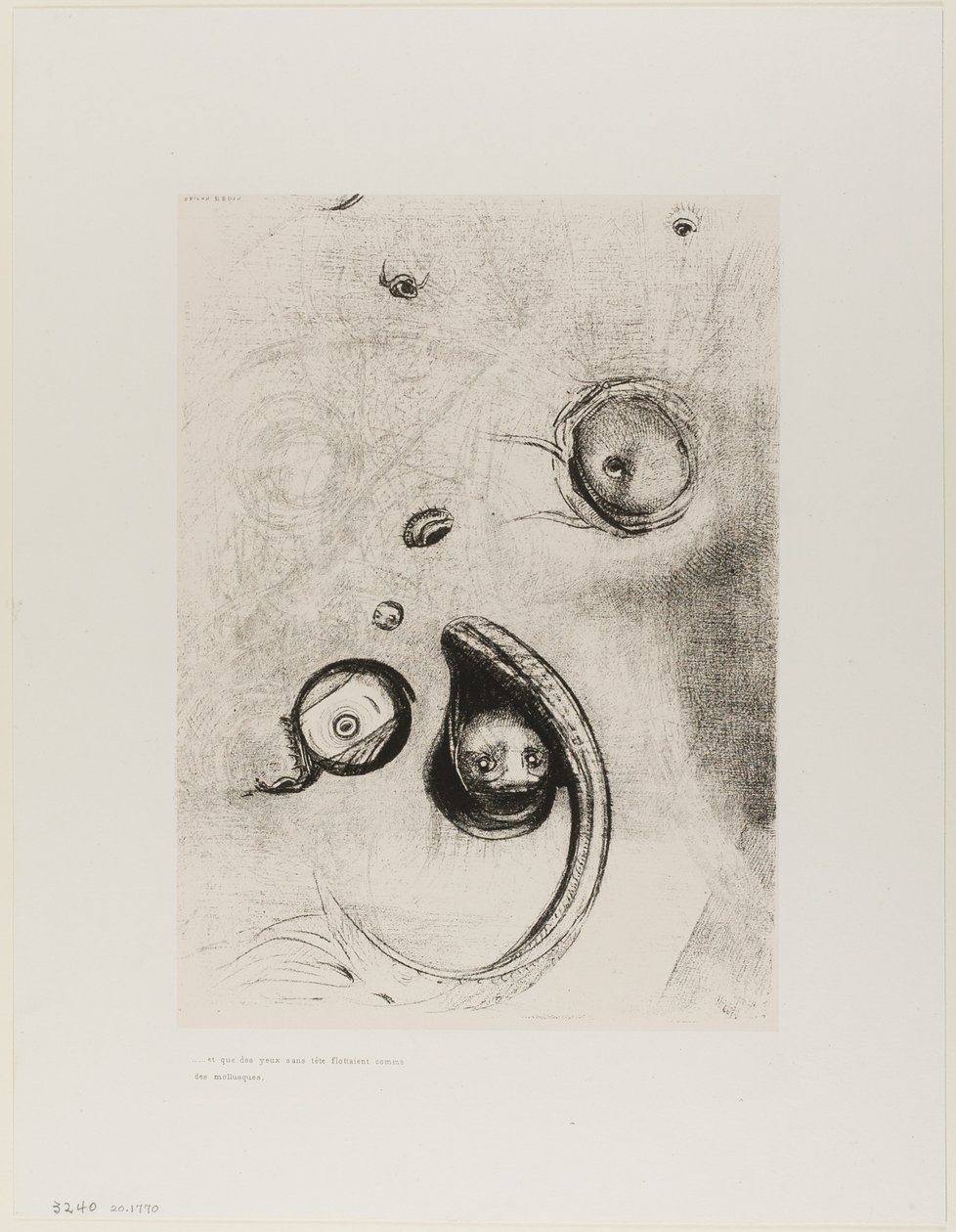 Og hodeløse øyne fløt som bløtdyr, plate XIII av Tentation de St. Antoine av Odilon Redon