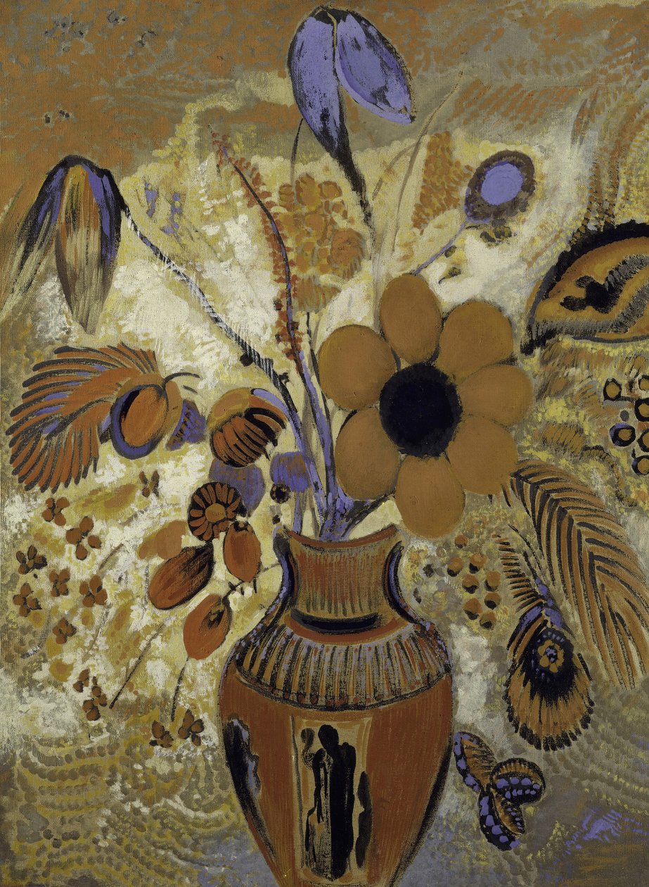 Etruskisk vase med blomster, 1900-1910. av Odilon Redon