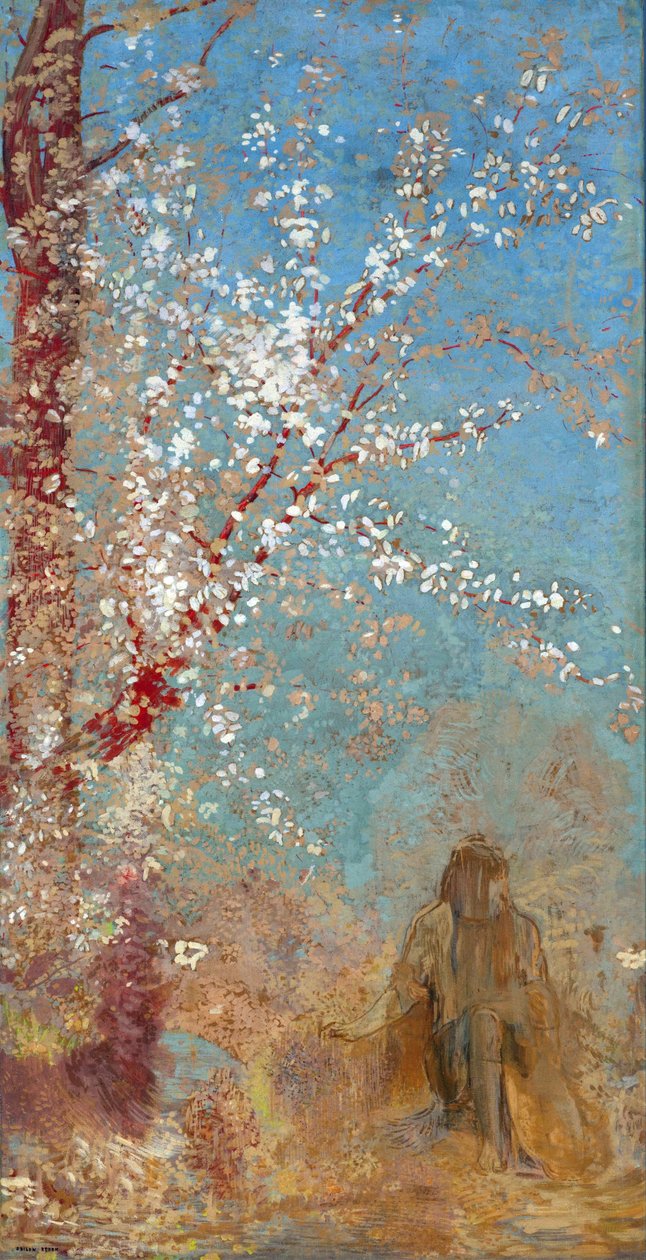 Figur under et blomstrende tre - Maleri av Odilon Redon av Odilon Redon