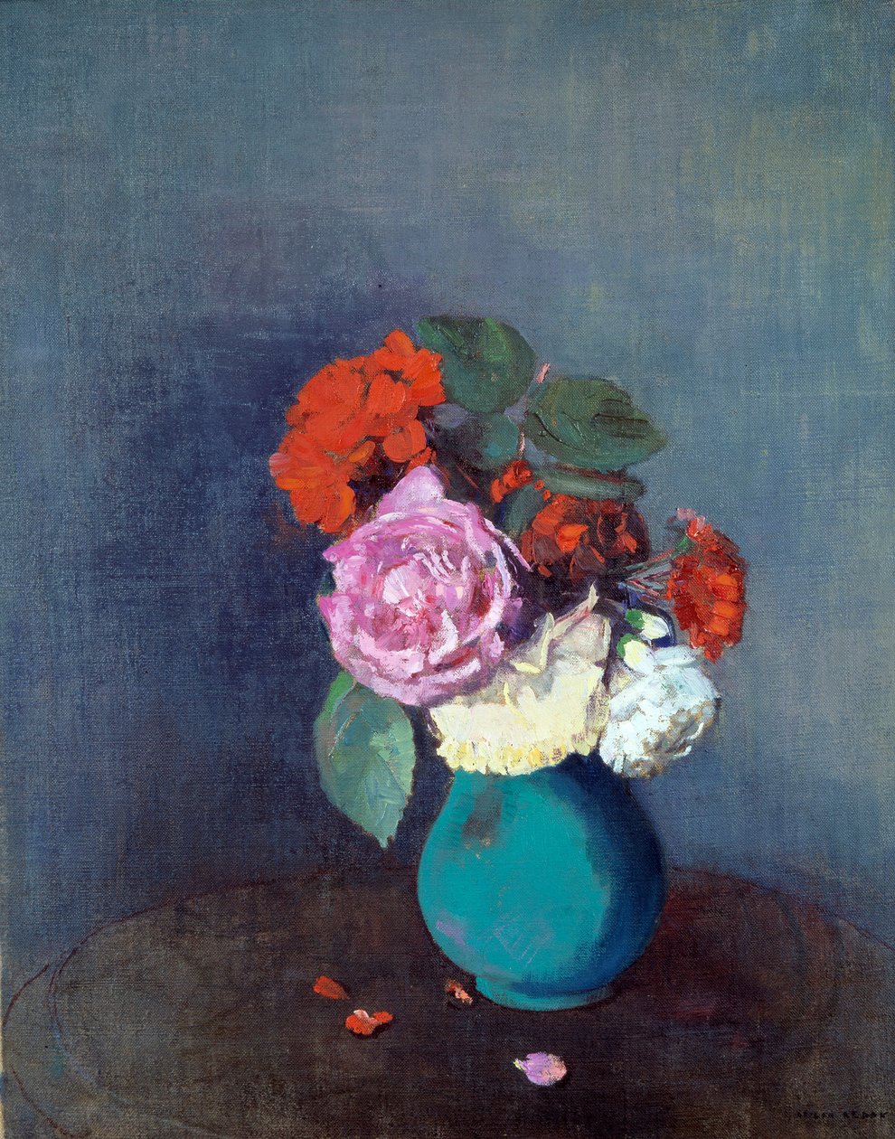 Blomster Bukett av nelliker. Maleri av Odilon Redon (1840-1916) 1900 Søn. 0,46x0,38 m Lyon, Musee des Beaux Arts - Blomster - Bukett med nelliker. Maleri av Odilon Redon (1840-1916) av Odilon Redon