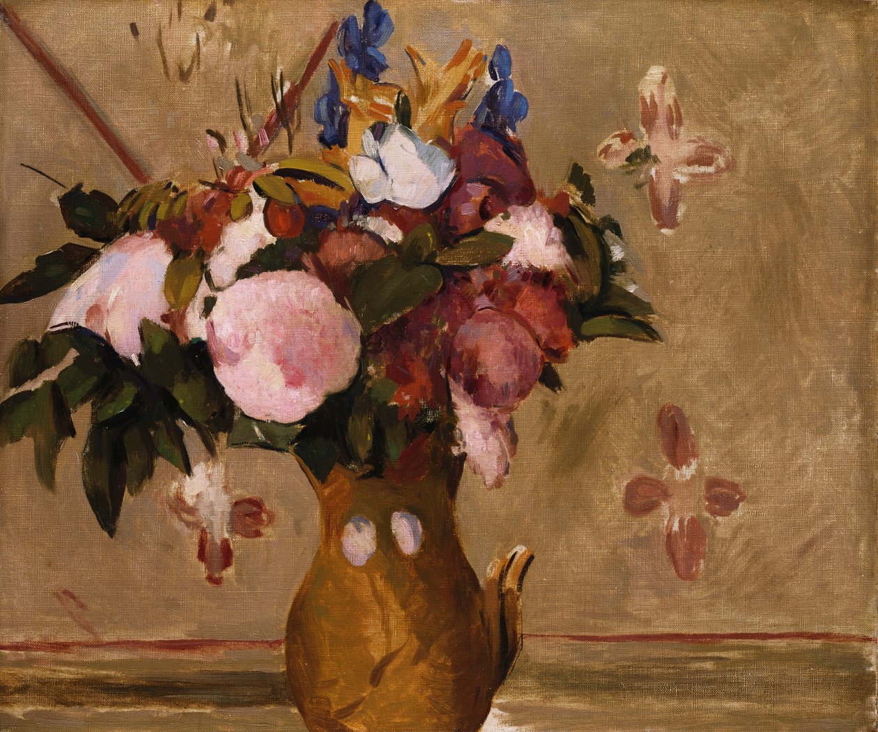 Blomster i en vase, kopi etter et maleri av Cezanne, ca. 1886 av Odilon Redon