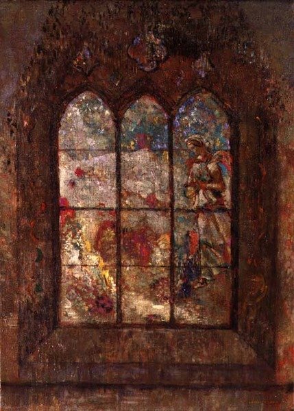 Gothic Apparition (olje på lerret) av Odilon Redon