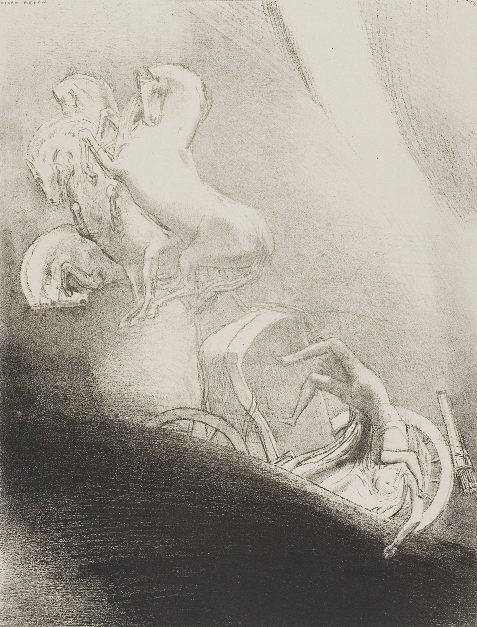 He Falls Head Foremost Into the Abyss, plate 17 av 24 av Odilon Redon