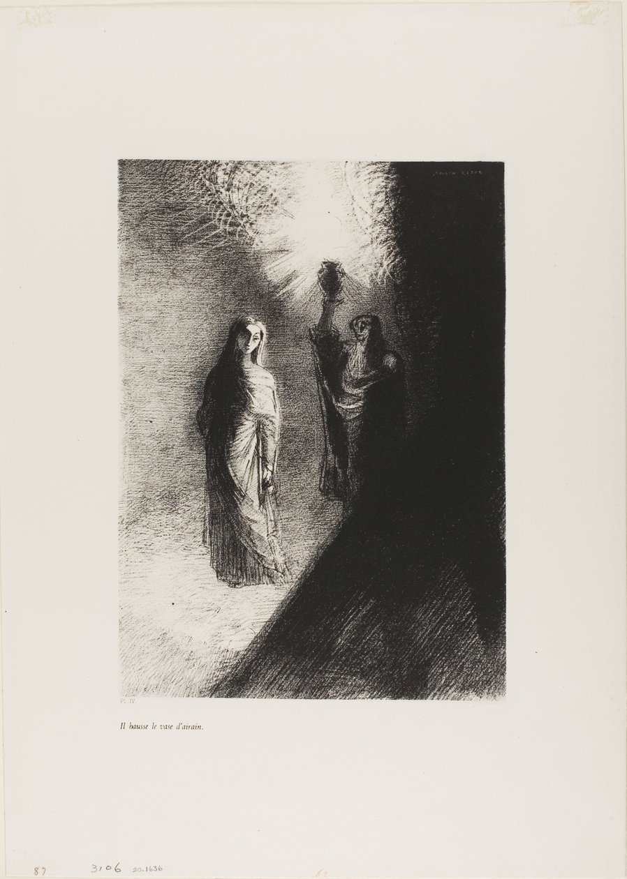 Han løfter bronseurnen, plate 4 av 10 av Odilon Redon