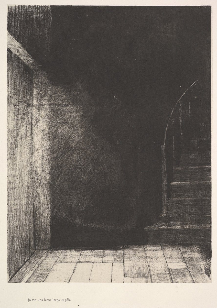 Jeg så et lysglimt, stort og blekt, 1896. av Odilon Redon