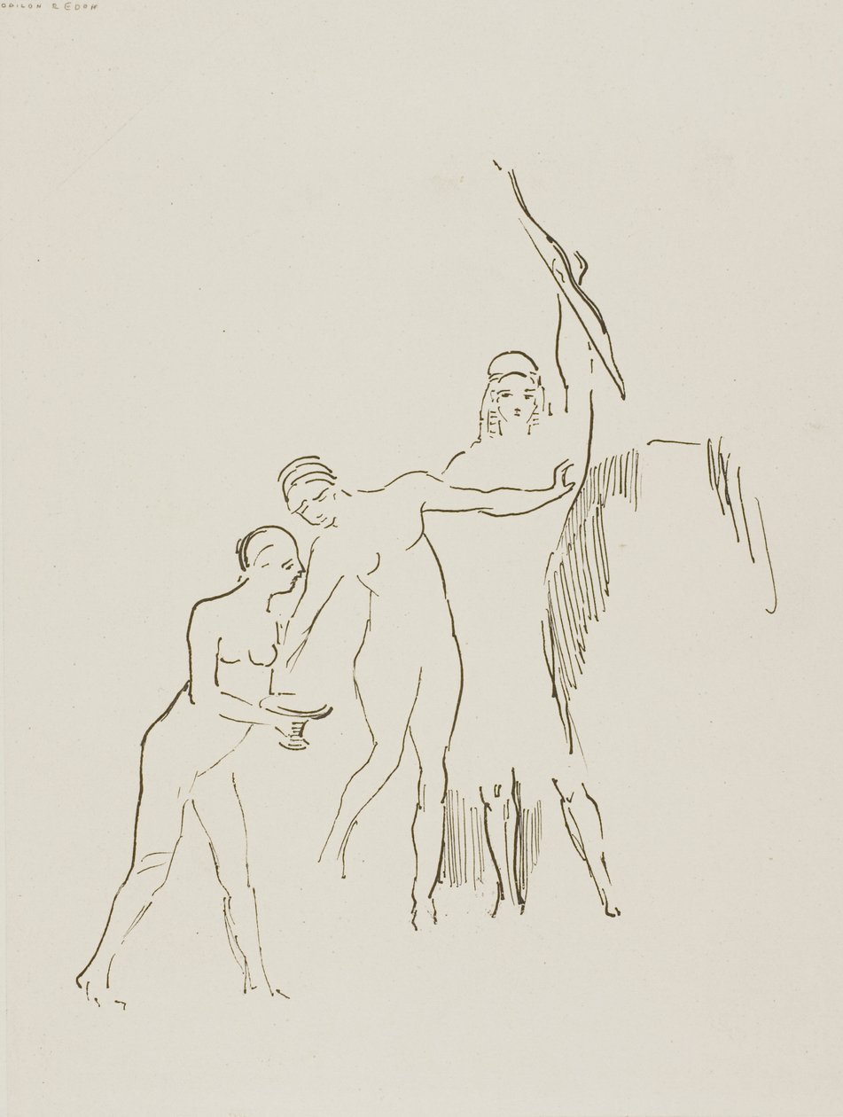 Umiddelbart oppstår tre gudinner, plate 11 av 24 av Odilon Redon