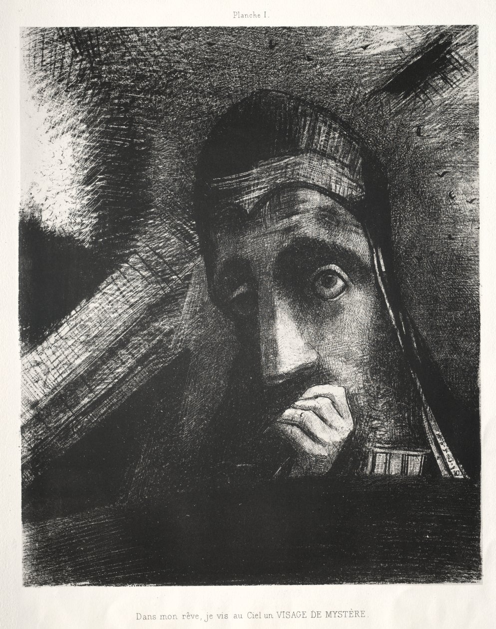 I min drøm så jeg på himmelen et ansikt av mystikk av Odilon Redon