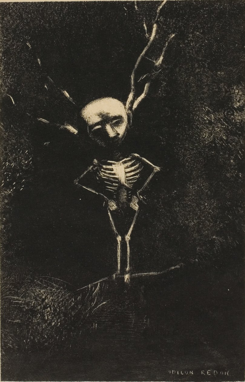 I labyrinten av grener dukket den bleke figuren opp, plate 2 av 7 av Odilon Redon