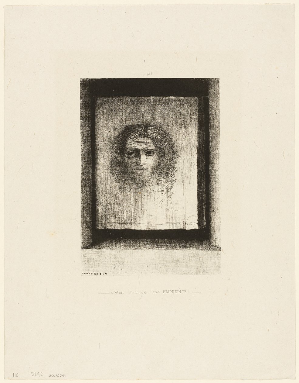 Det var et slør, et avtrykk, plate 1 av 6 av Odilon Redon