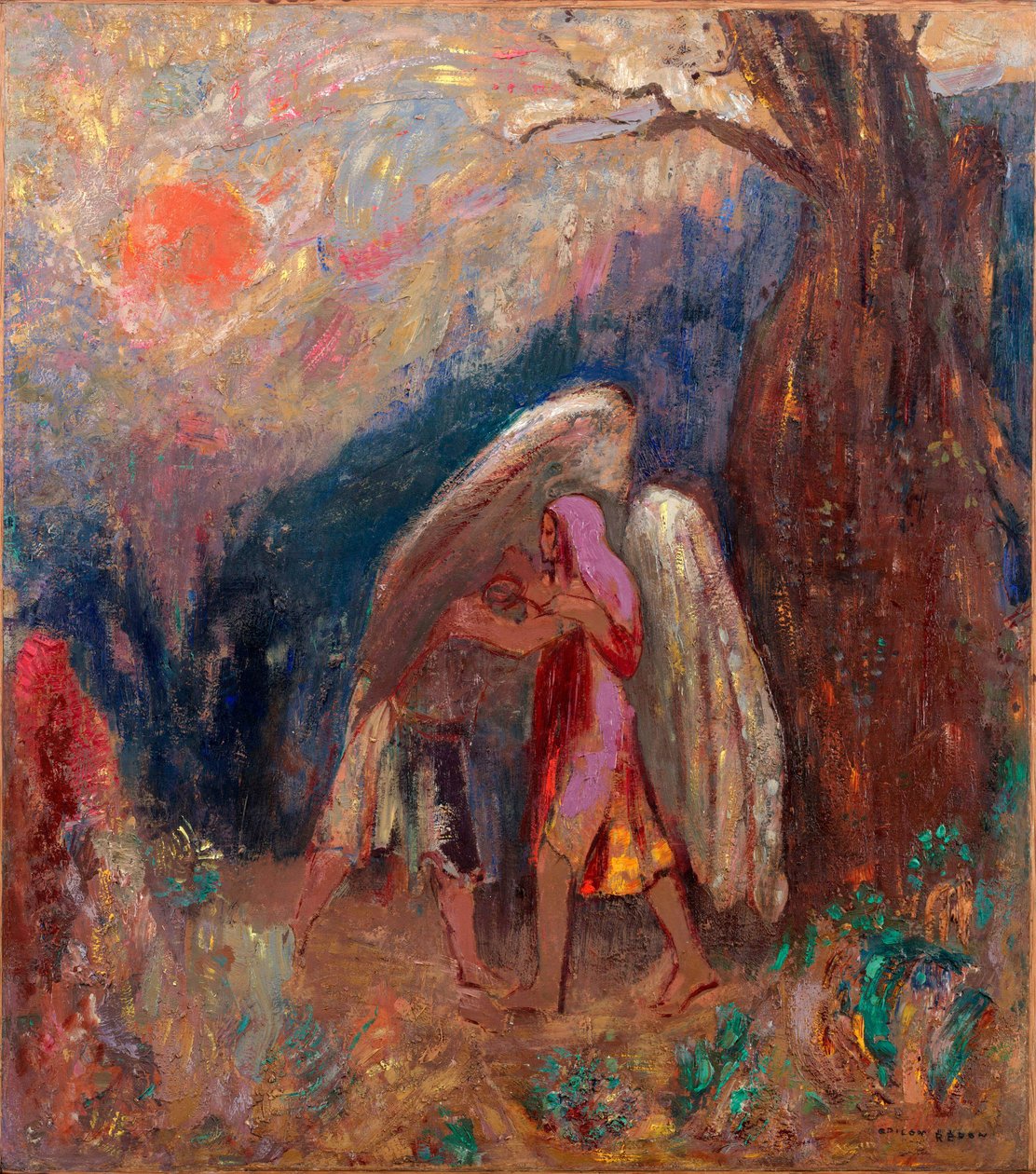 Jakob og engelen. Maleri av Odilon Redon (1840-1916), olje på lerret, rundt 1907. Fransk kunst, 1900-tallet, symbolikk. Museum of Modern Art, New York (USA). av Odilon Redon