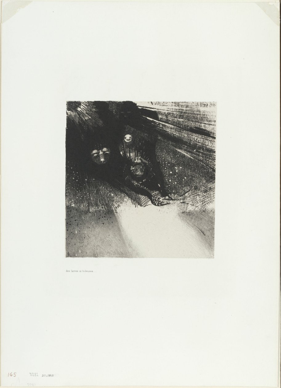 Larver So Bloodless and So Hedeous, plate 5 av 6 av Odilon Redon