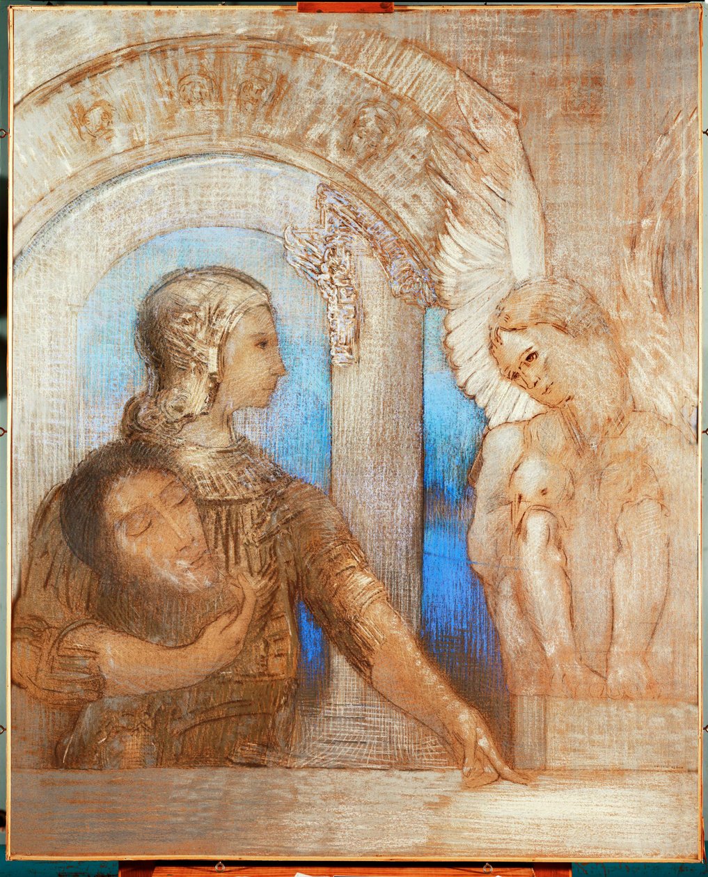 Den mystiske ridderen (olje på lerret) av Odilon Redon