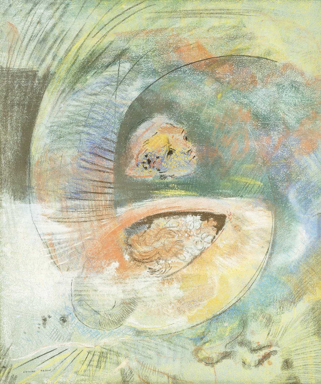 Monster ubåt; Undervannsmonster, ca. 1900 av Odilon Redon