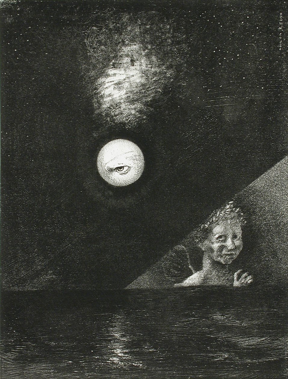 On the Horizon, Angel of Certitude, og i den mørke himmelen, et spørrende blikk. Serie: For Edgar av Odilon Redon