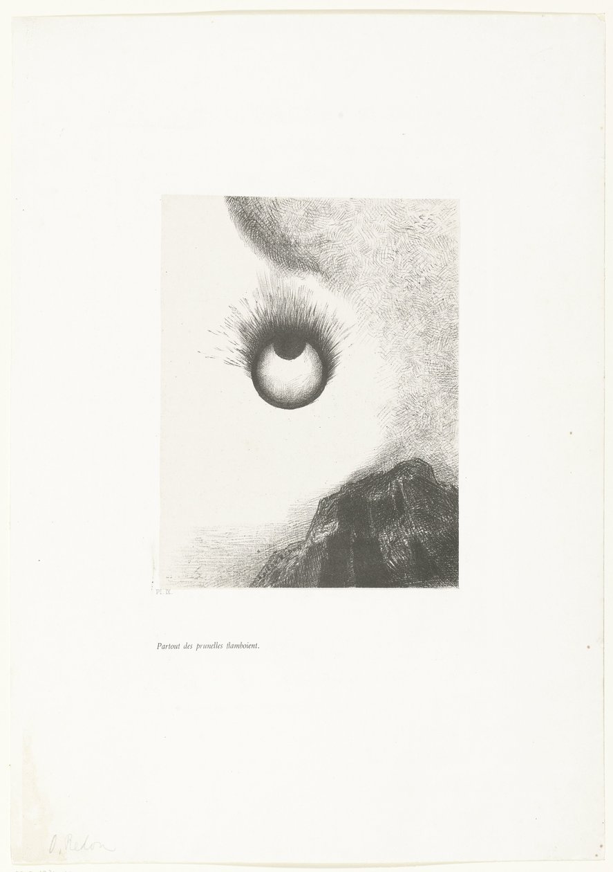 Flamme øyne overalt Partout des prunelles flamboient (tittel på objekt) Tentation de Saint-Antoine (1) (serietittel) Temptation of Saint Anthony (serietittel) av Odilon Redon