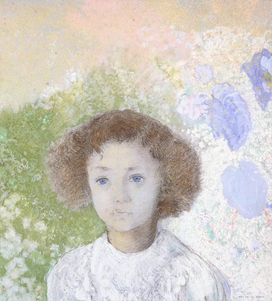 Portrett av Genevieve de Gonet som barn, 1907 av Odilon Redon