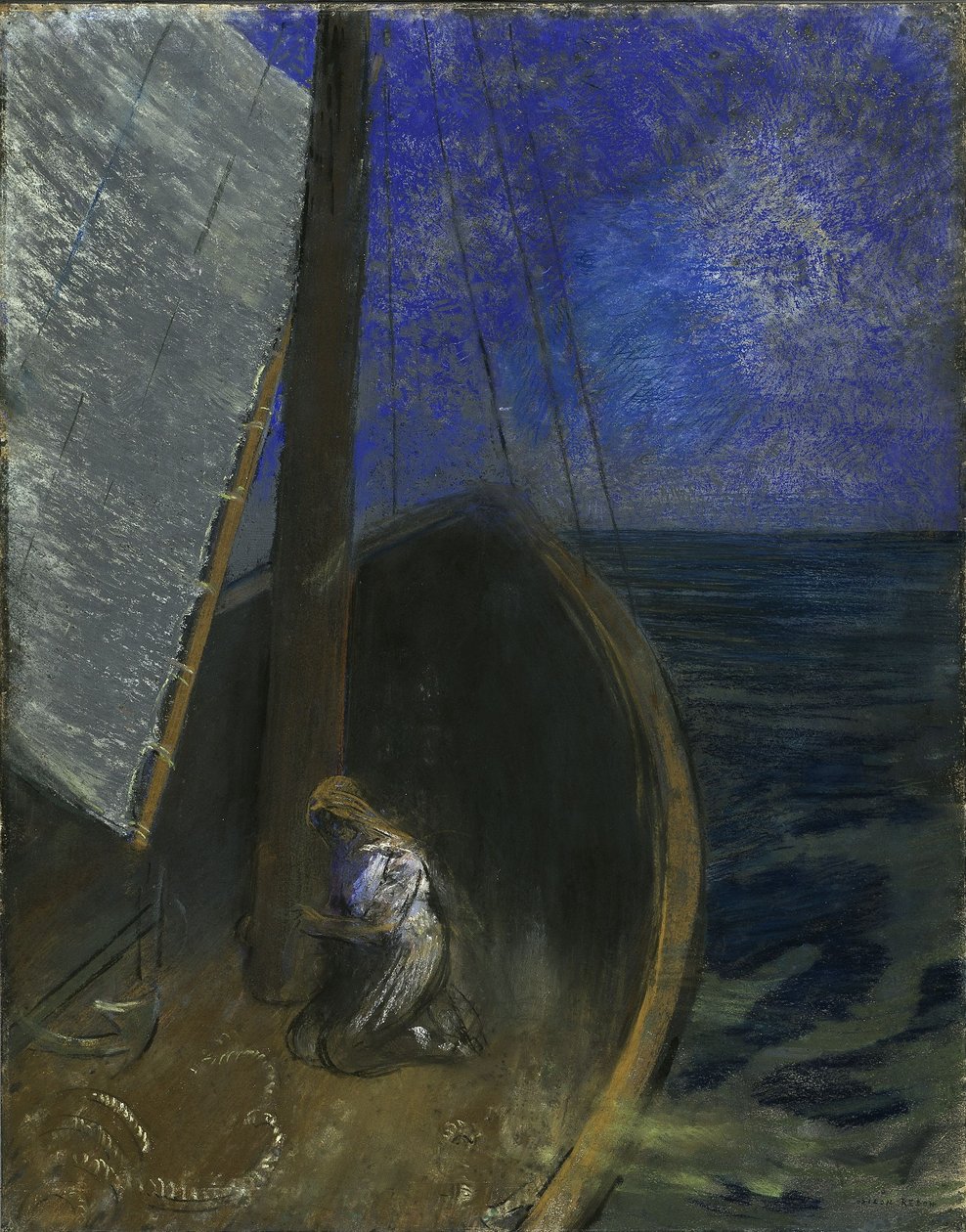 Hellig kvinne i en båt av Odilon Redon