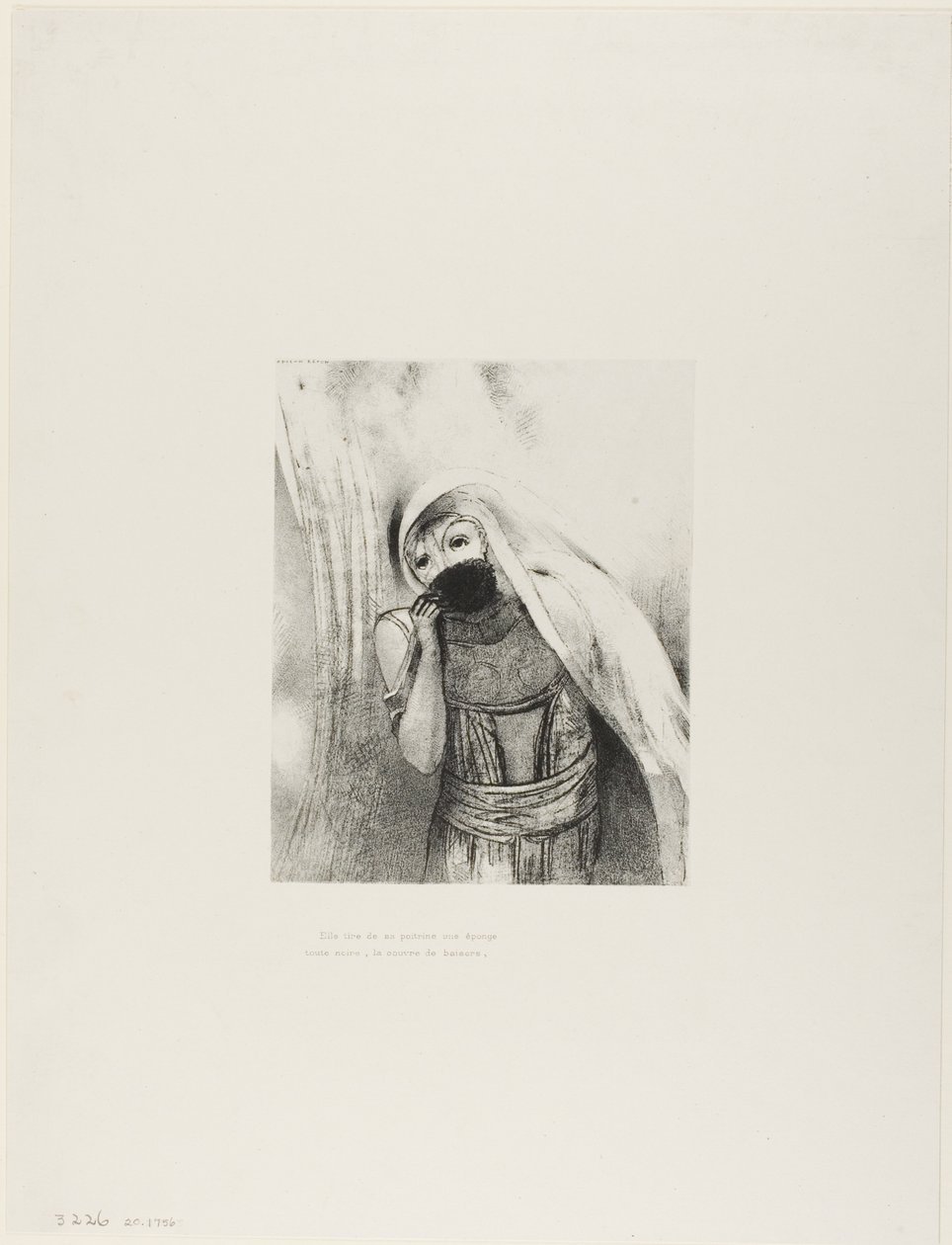 Hun trekker fra brystet en svamp, perfekt svart, og dekker den med kyss, plate 8 av 24 av Odilon Redon