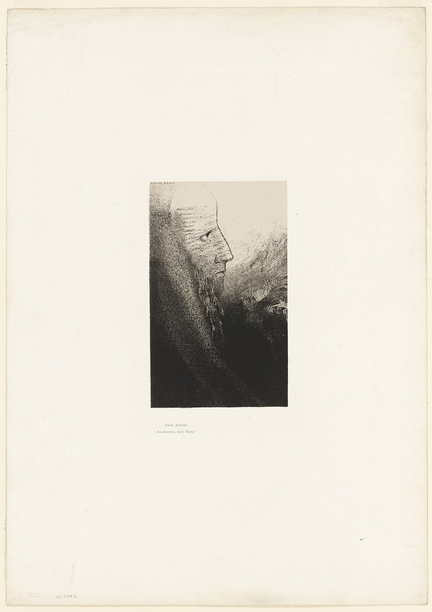 St. Anthony: "Hjelp meg, o min Gud!", plate 2 av 24 av Odilon Redon