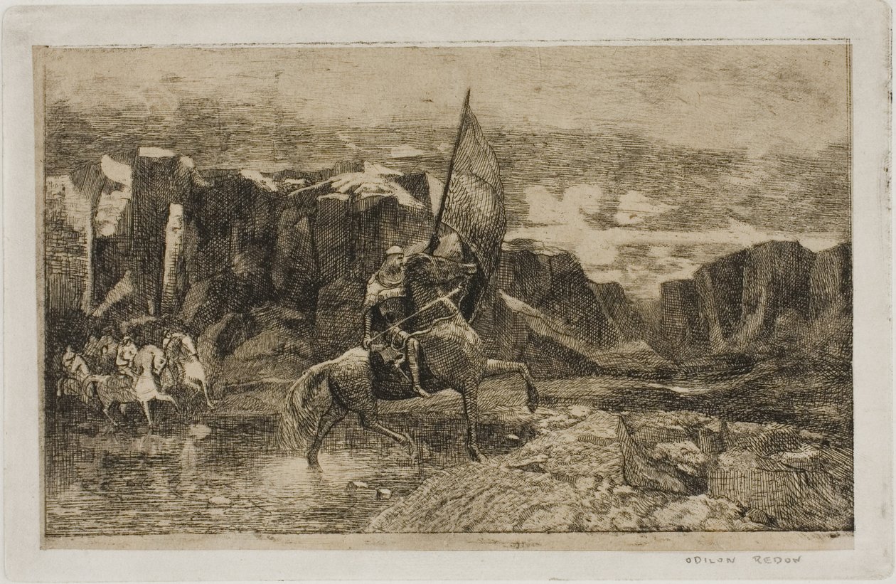 Fanebærer krysser en bekk av Odilon Redon
