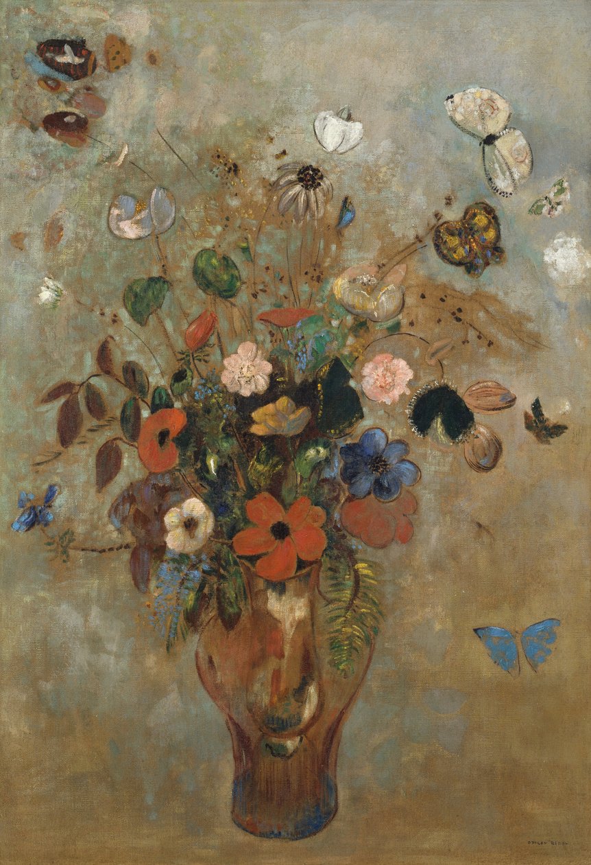 Stilleben med blomster av Odilon Redon