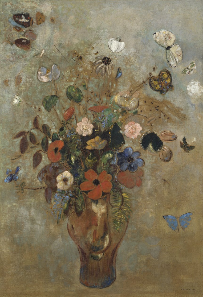 Stilleben med blomster, 1905 av Odilon Redon
