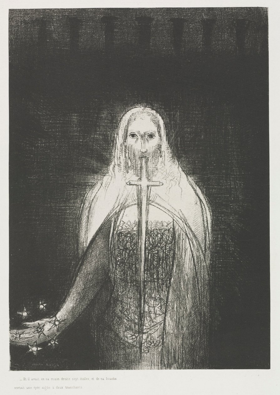 The Apocalypse of Saint John: Og han hadde i sin høyre hånd syv stjerner..., 1899. av Odilon Redon