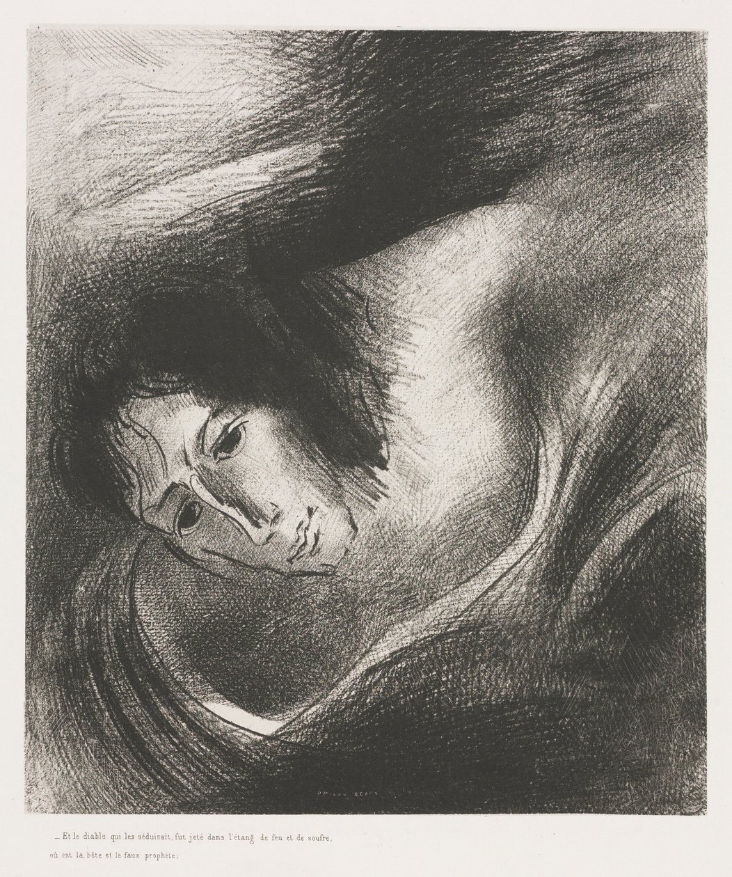 The Apocalypse of Saint John: Og djevelen som bedratt dem ble kastet i sjøen, 1899. av Odilon Redon