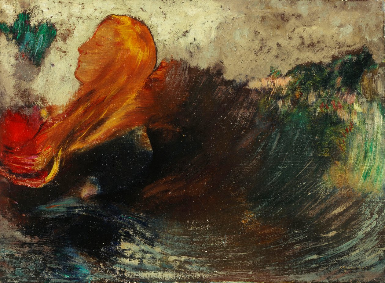 Ophelias død; La Mort d"Ophelie, av Odilon Redon
