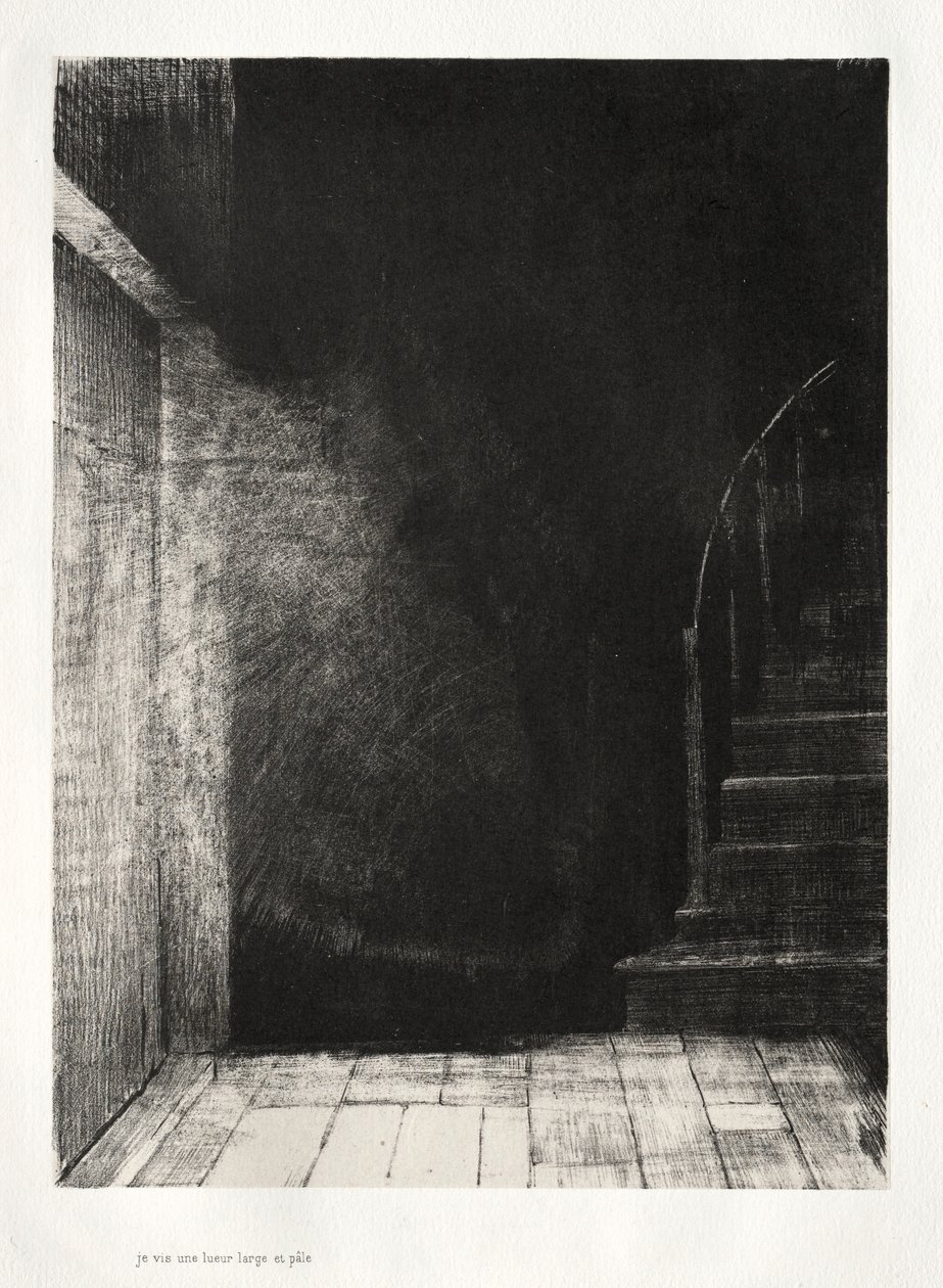 The Haunted House: We Both Saw a Large Pale Light, 1896. av Odilon Redon