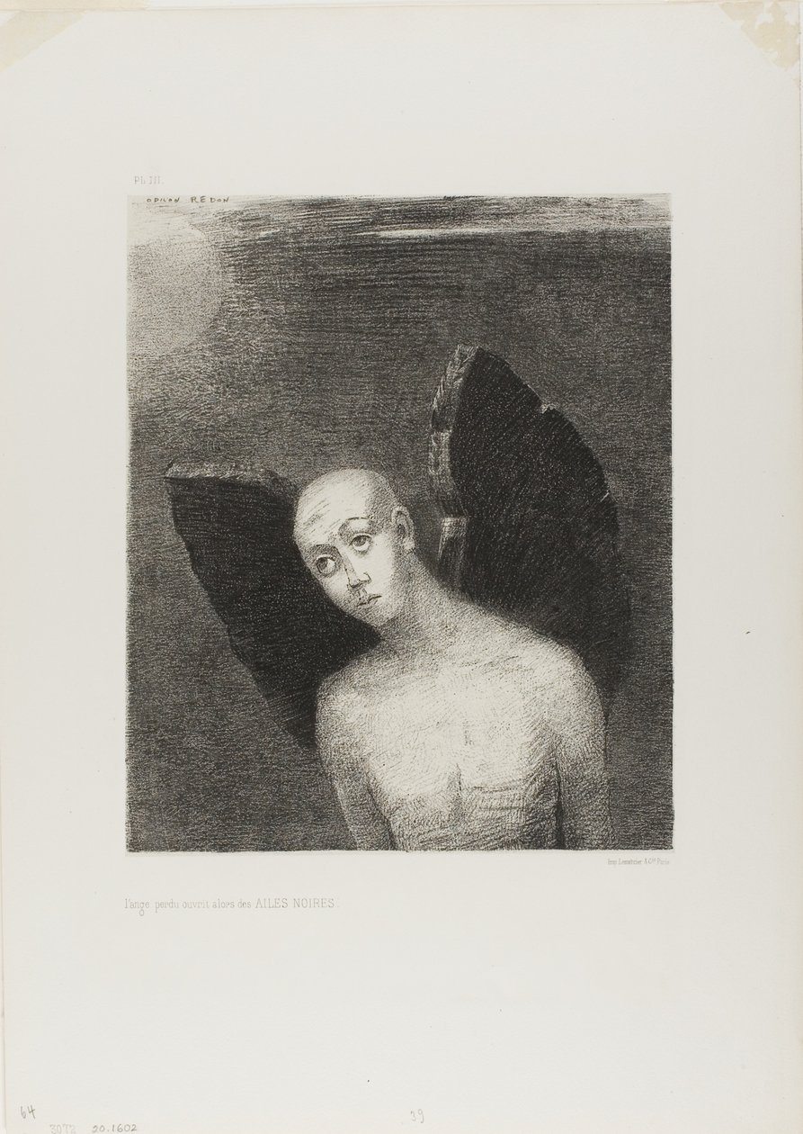 Den tapte engelen åpnet deretter Black Wings, fra Night av Odilon Redon
