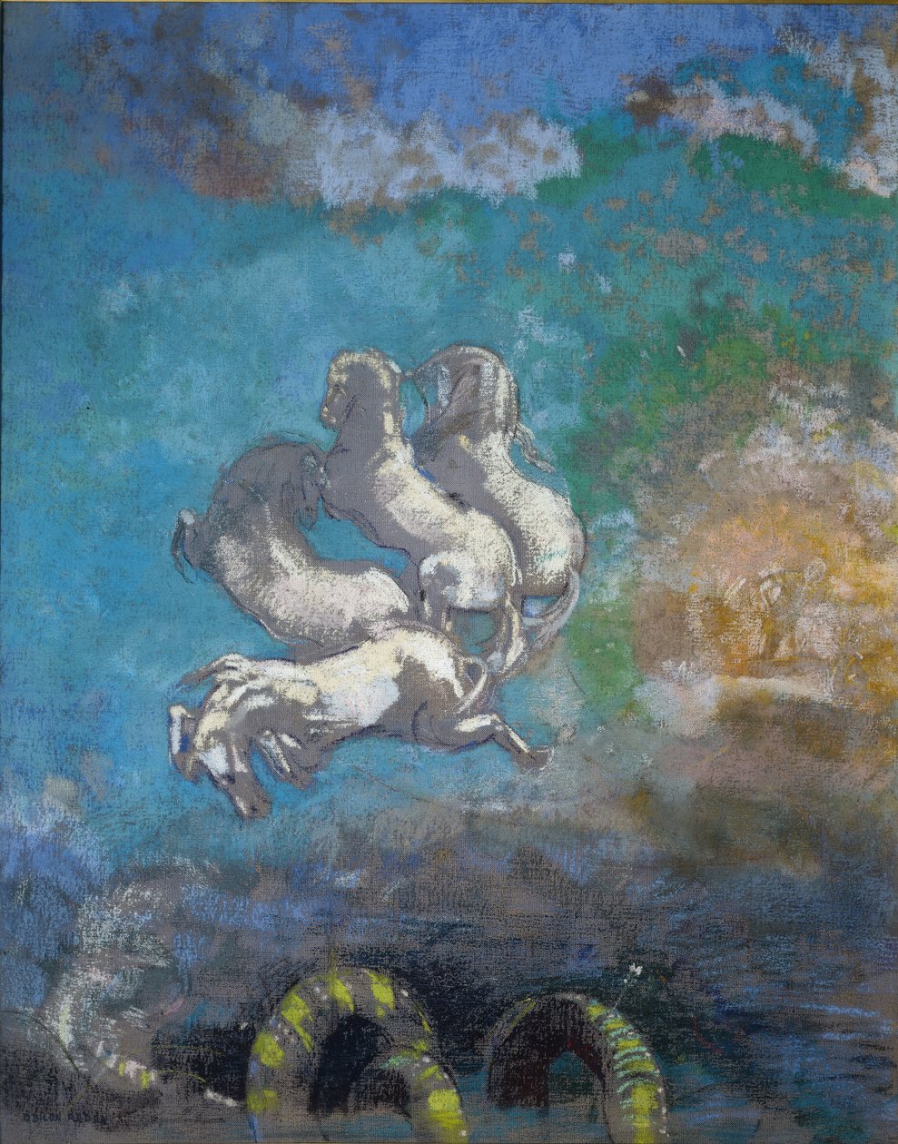 Vognen til Apollo - Pastell av Odilon Redon