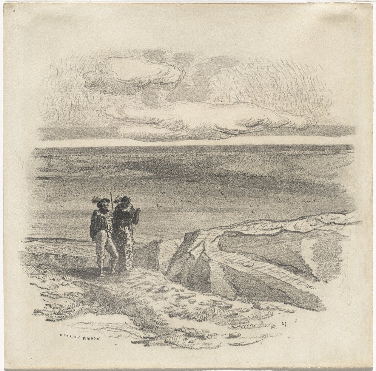 To figurer i et landskap av Odilon Redon
