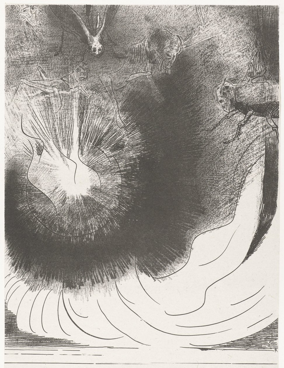 Ut de himmel viel en stor ster og en stor stjerne falt fra himmelen og brenner som en fakkel (tittel på objekt) Apocalypse of Saint John (serietittel) Openbaring van Johannes (serietittel) av Odilon Redon