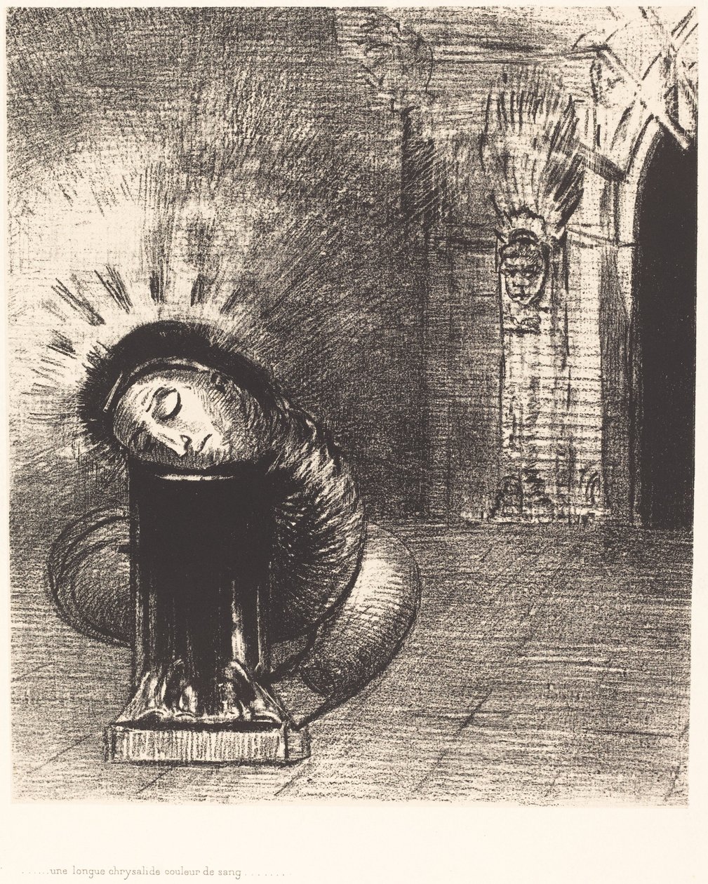 En lang puppe, fargen på blod av Odilon Redon