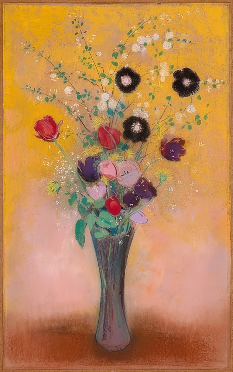 Vase med blomster. 1916 av Odilon Redon