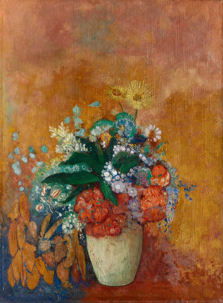 Vase med blomster av Odilon Redon