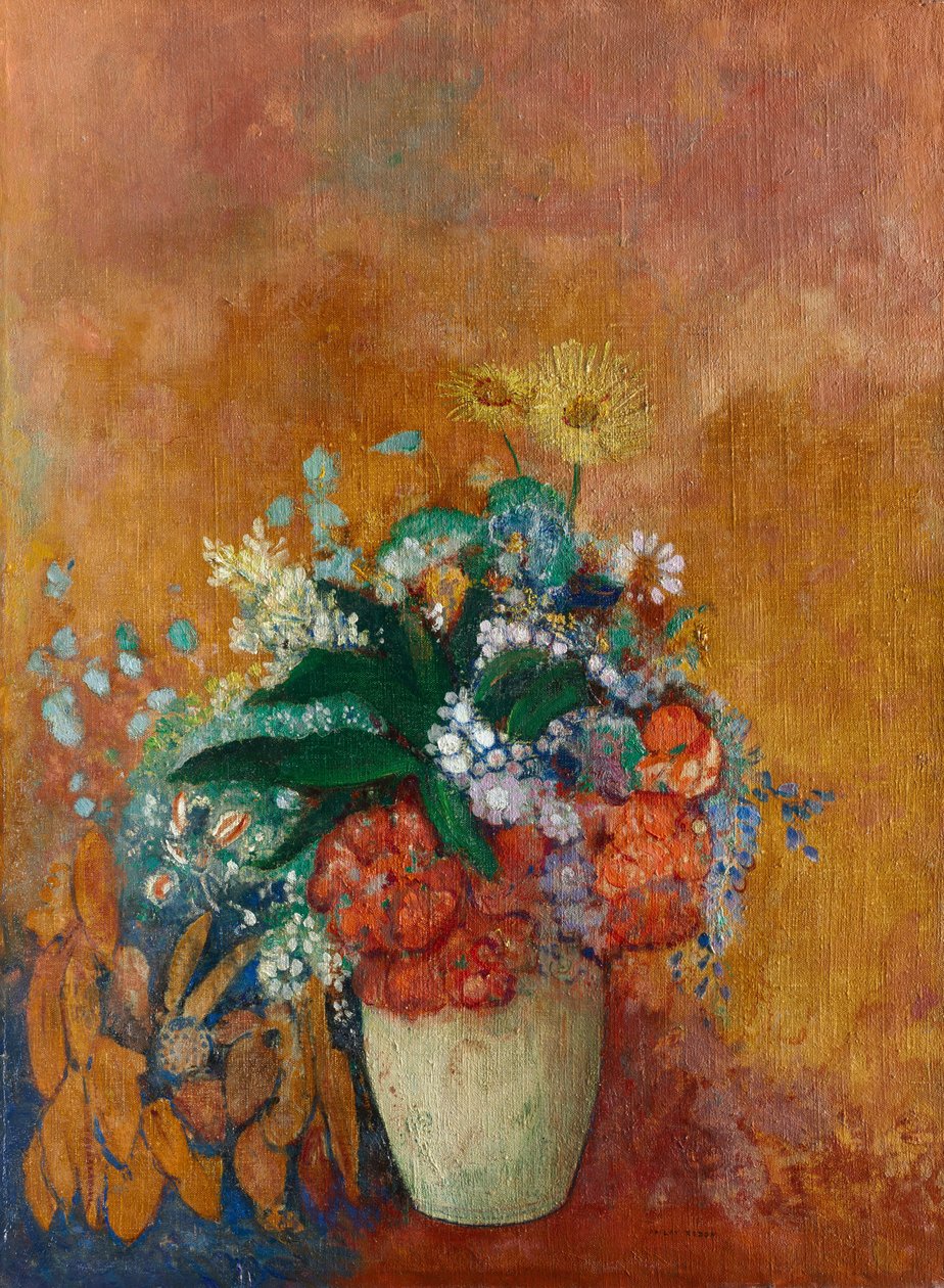 Vase med blomster, ca. 1905 (olje på stoff) av Odilon Redon