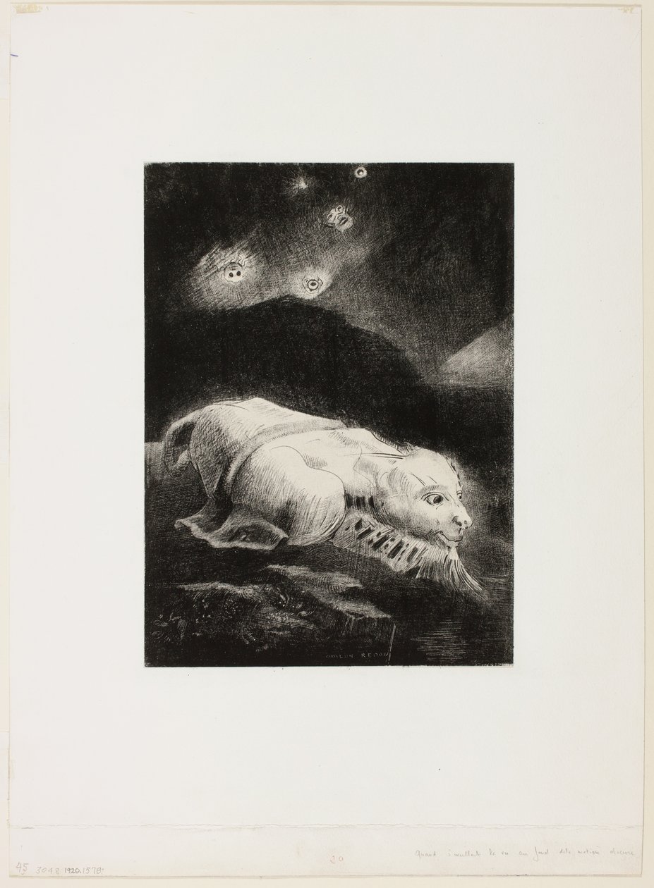 When Life Was Awakening in the Depths of Obscure Matter, plate 1 av 8 fra "Les Origines" av Odilon Redon