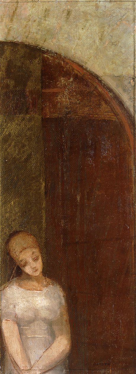 Ung kvinne under en bue; Ung kvinne under en bue, ca. 1886 av Odilon Redon