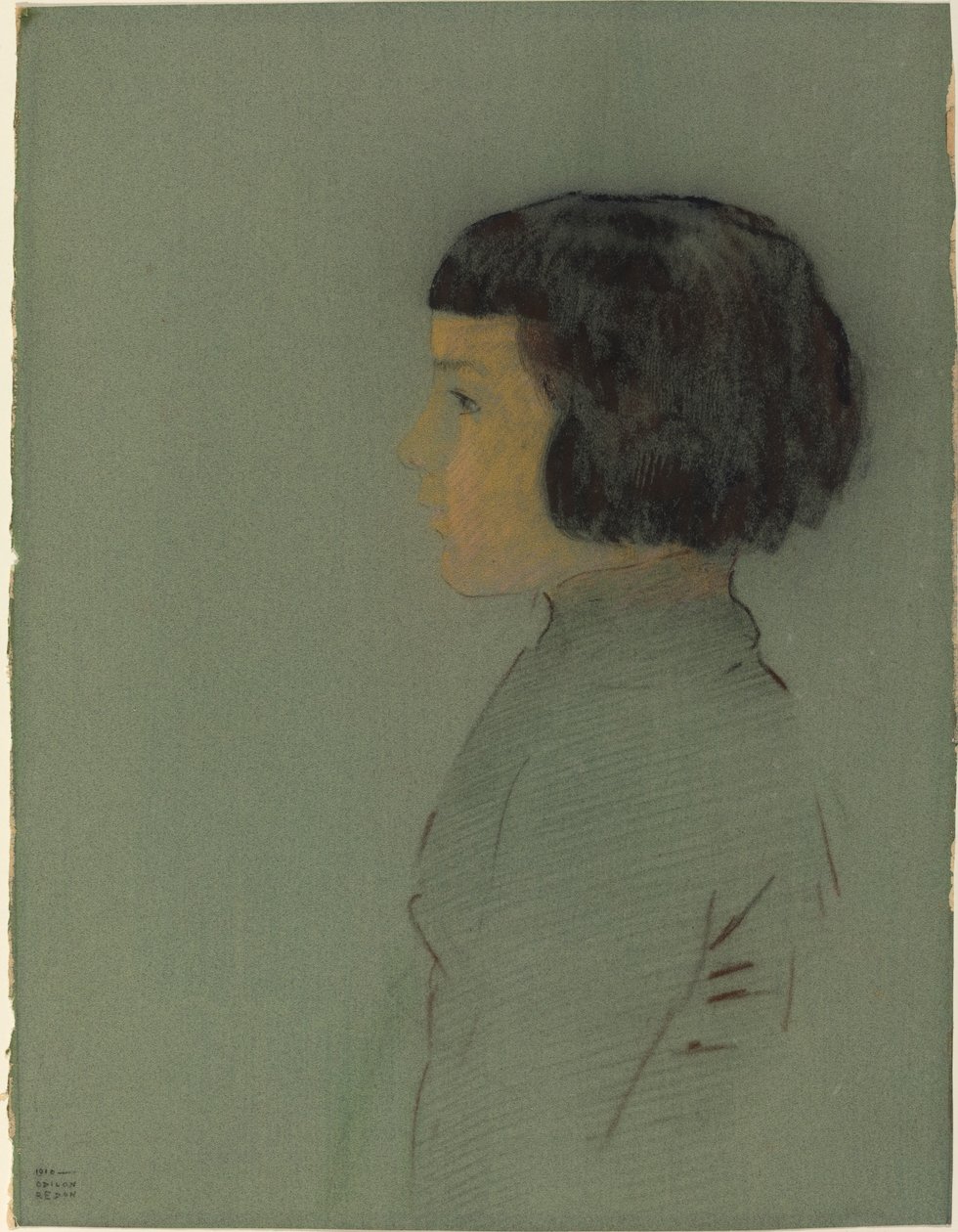 Ung kvinne i profil av Odilon Redon