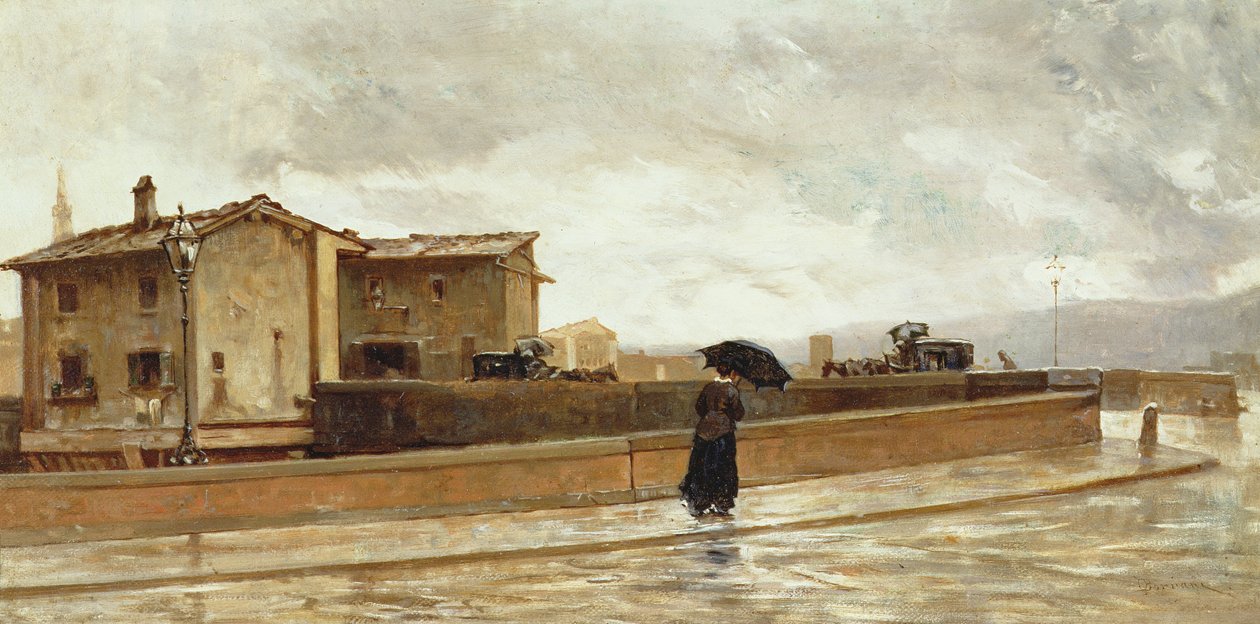 Kvinne som går på en bro, 1881 av Odoardo Borrani