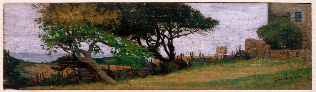 Landskap nær Castiglioncello, Italia (olje på lerret av Odoardo Borrani